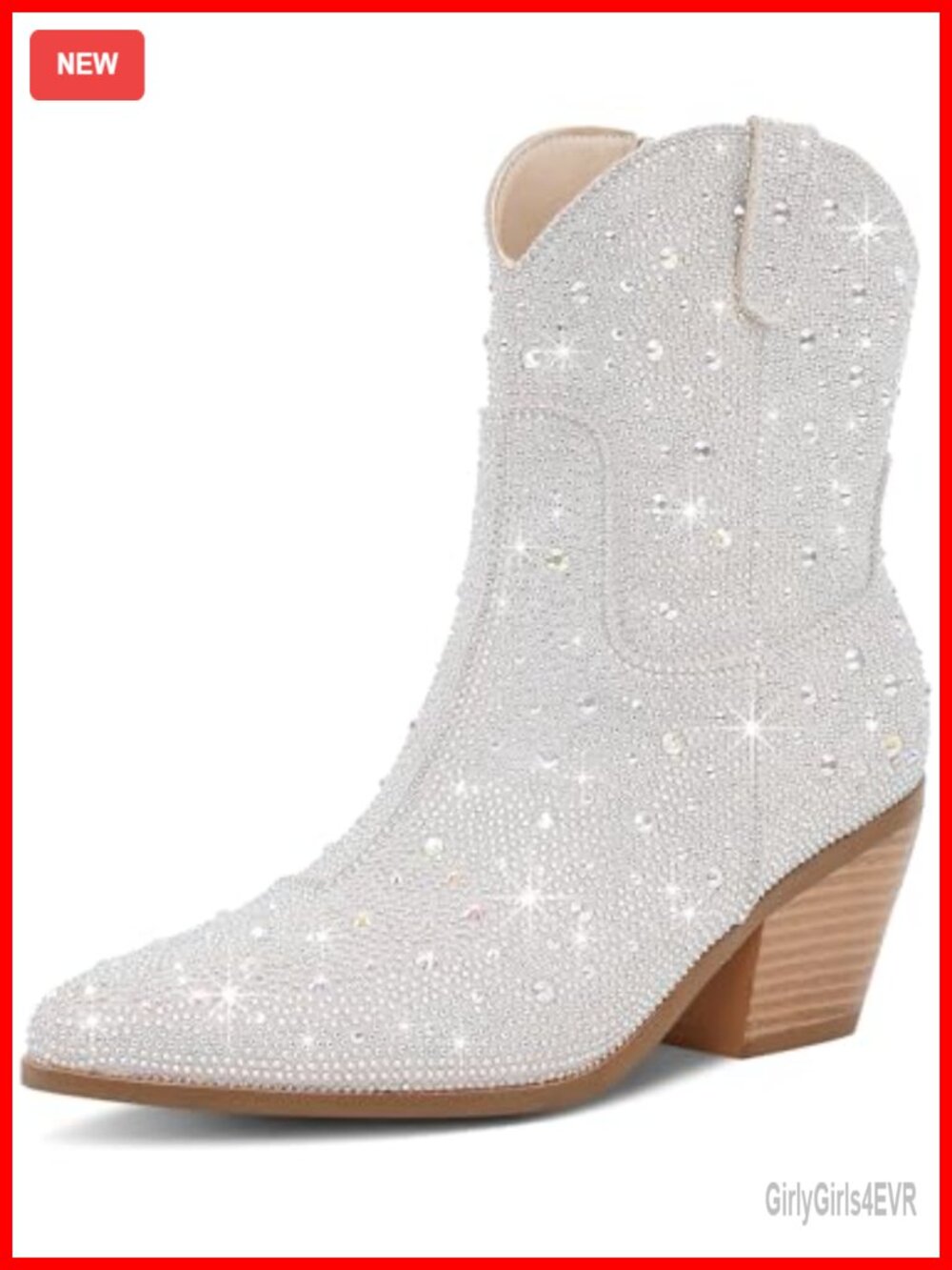 Rhinestone Cowboy Boots Women Sparkly Cowgirl Ankle Boots Western Party